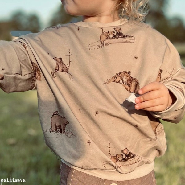 Oversized Sweater Pullover Bären Bärenkinder Mini&Me beige camel cosy Vorbestellung