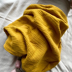 Musselin Schlafsack Strampelsack versch Farben und Größen 100% Baumwolle Musselinschlafsack genderneutral Sommer Senf Ocker Senfgelb Curry