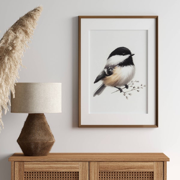 North American Bird | Chickadee Painting |  Bird Wall Art | Instant Download | PRINTABLE