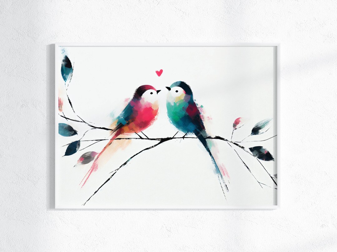 Birds Wall Art PRINTABLE Minimalist Above Bed Art Print Bedroom Decor ...