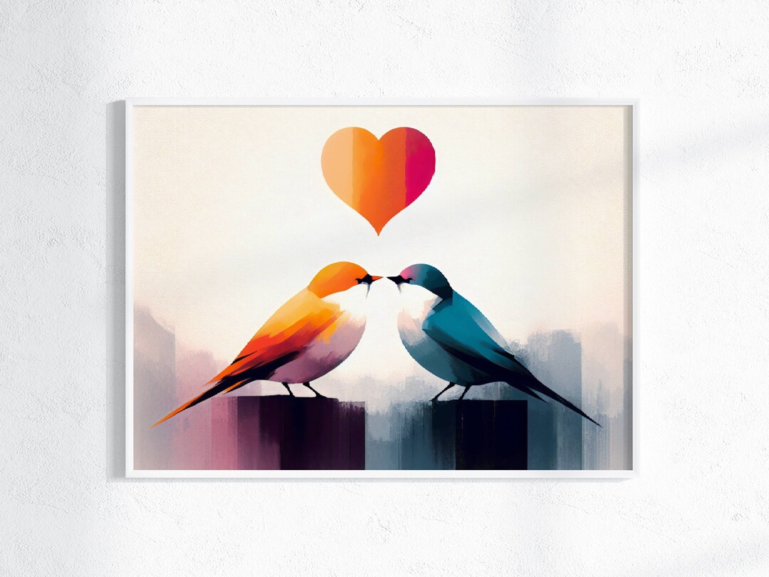 Modern Birds Wall Art PRINTABLE Minimalist Above Bed Art Print Bedroom ...