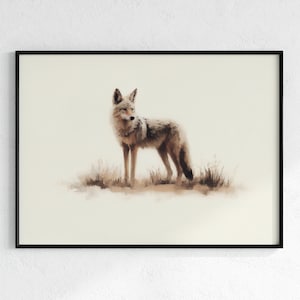 Coyote Painting | PRINTABLE Wall Art | Yellowstone Wildlife | Coyote Art Print | Nature Artwork | Instant Download