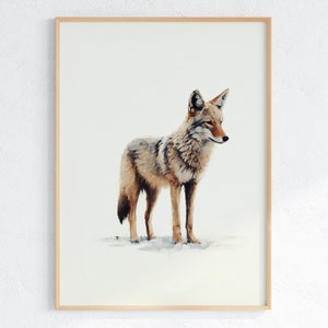 Tableau coyote | Impression d&#39;art animalière de Yellowstone | Oeuvre d&#39;art de la nature | Téléchargement instantané | IMPRIMABLE