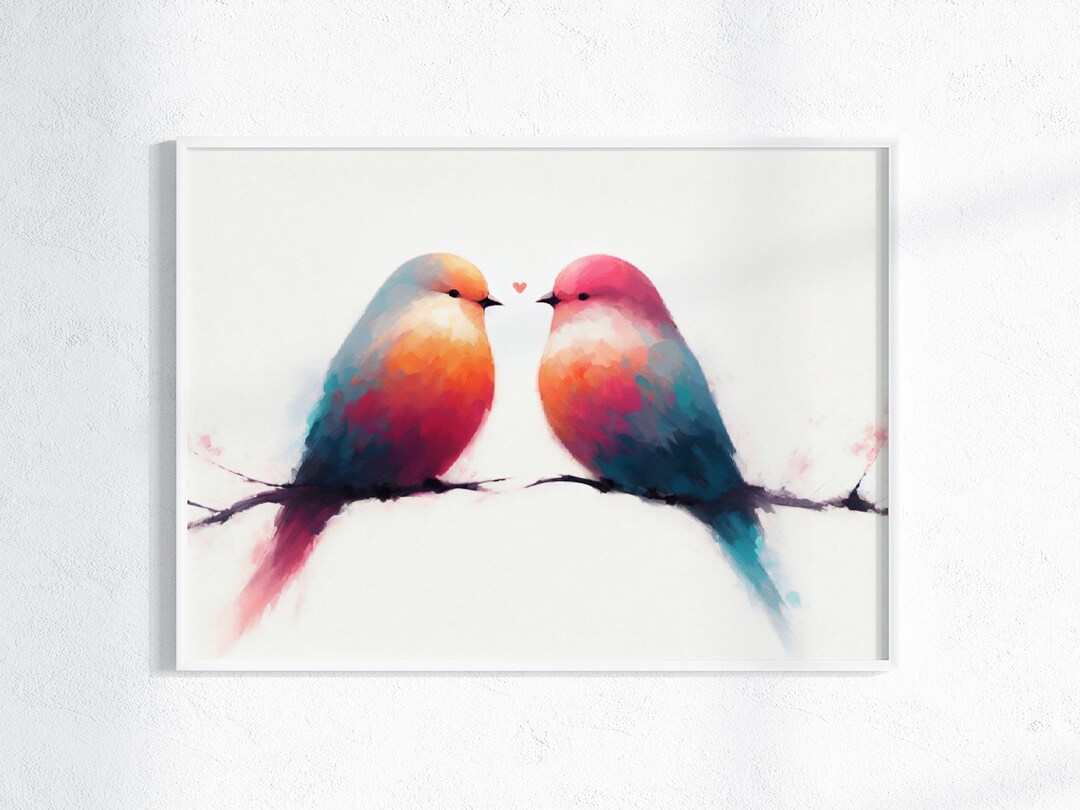 Modern Birds Wall Art PRINTABLE Minimalist Above Bed Art Print Bedroom ...