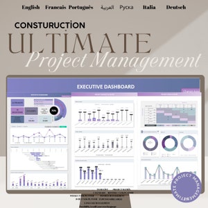 Home Building Project Management Template: Excel Construction Budget, Task Tracker, Gantt Chart, Kanban Board