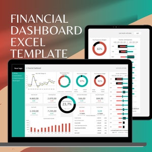 Excel-sjabloon voor financieel dashboard, stroomlijn je financieel beheer, dashboard voor financieel beheer, visualiseer en beheer je financiën