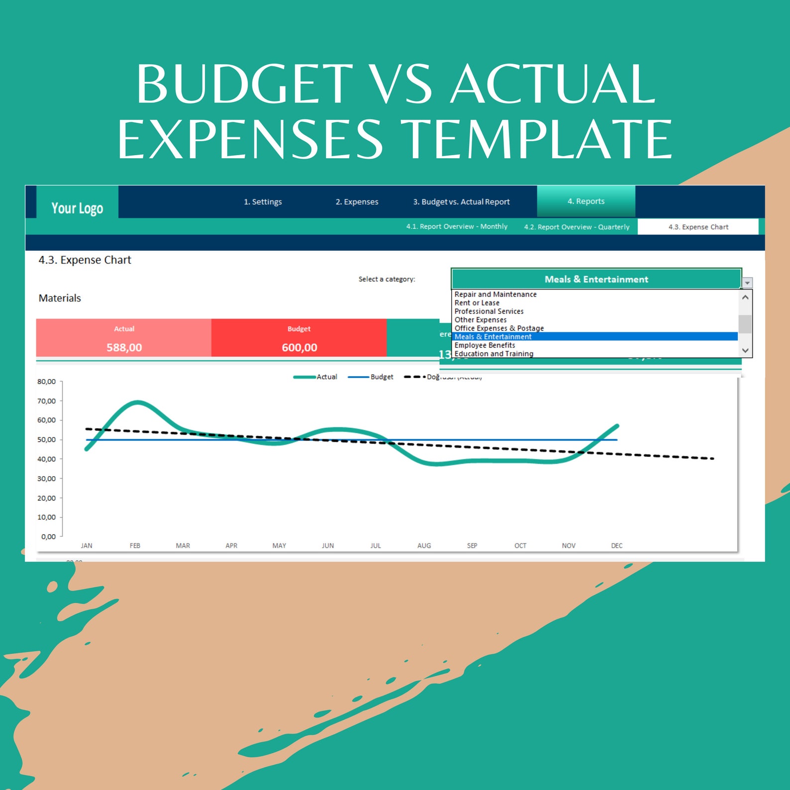 Budget Vs Actual Expenses Template: Financial Tracking Spreadsheet - Etsy