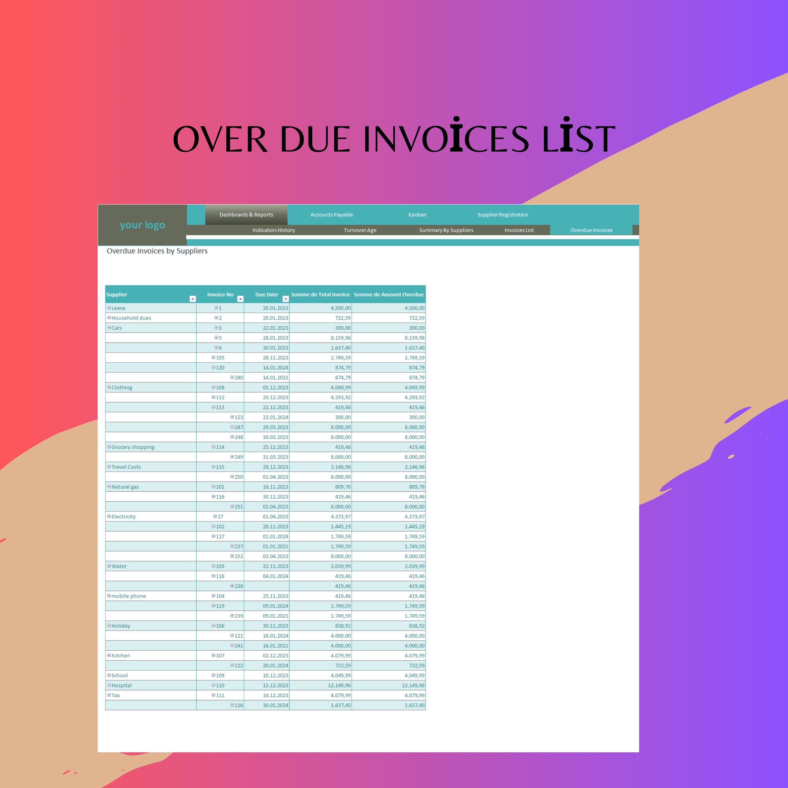 Accounts Payable Management Template,excel Accounts Payable Template ...