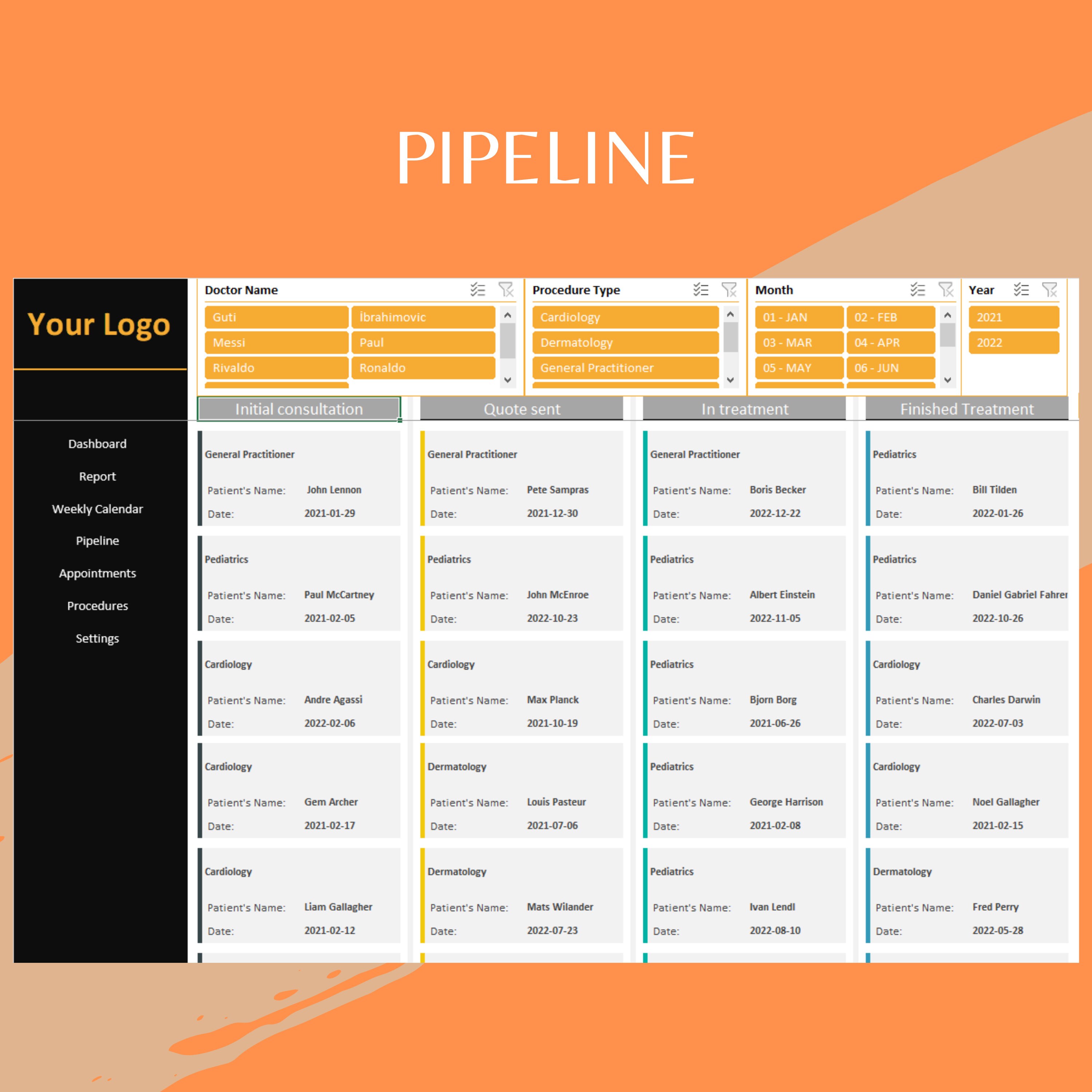 Appointment Report Example Medical Appointment Control Template: Excel Dashboard (lifetime Use) - Etsy