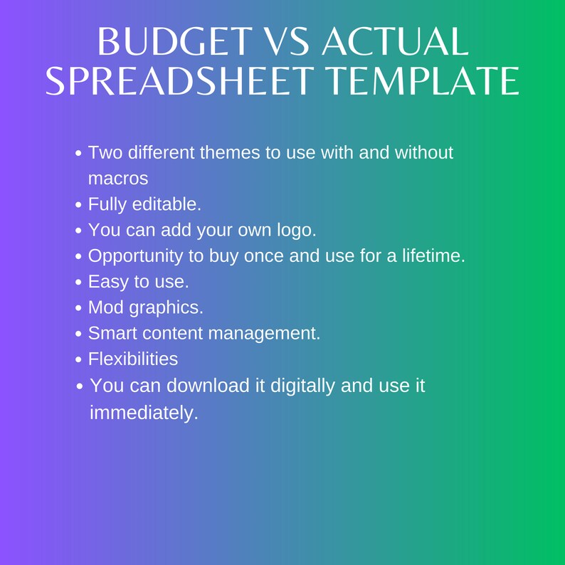 Budget Vs Actual Excel Template | Income & Expense Tracker | Monthly ...