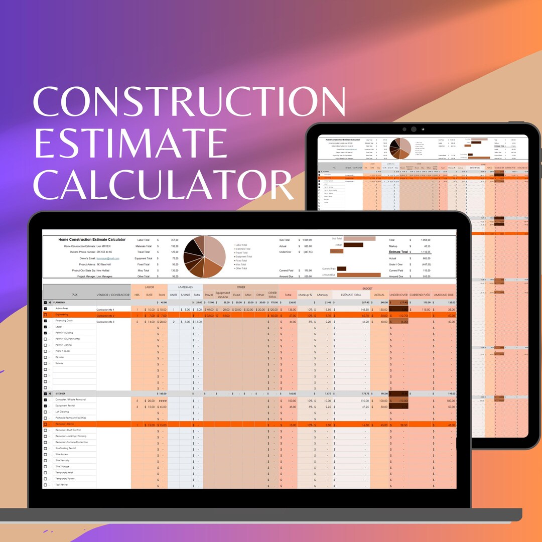 Construction Estimate Calculator | Project Cost Estimator | Contractor ...
