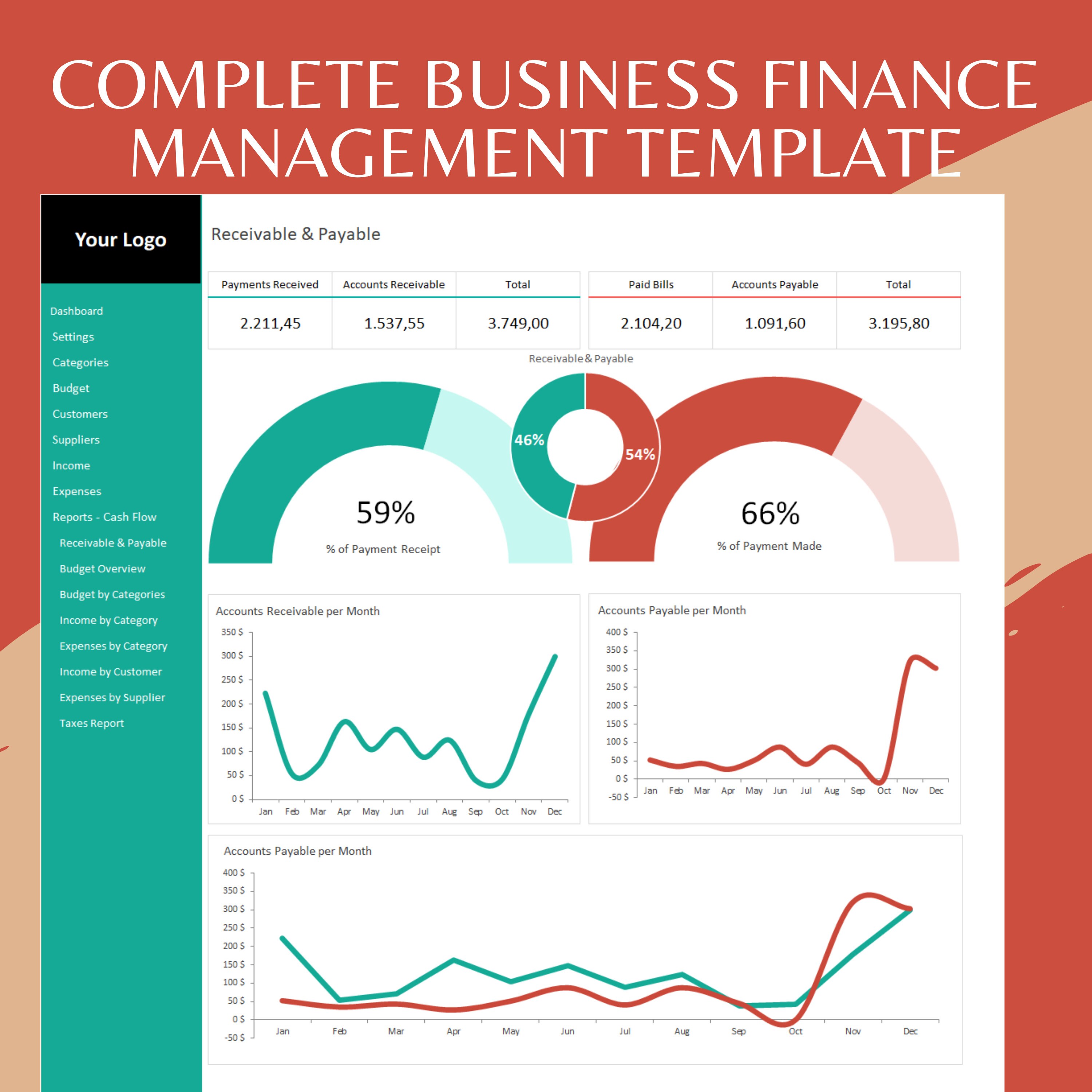 Business Finance Management Template: Financial Toolkit - Etsy