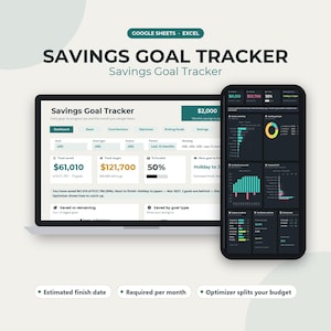 Savings Goal Tracker Template, Sinking Funds Planner Google Sheets Excel, 10 Goals with Progress Bars and Target Dates, Digital Download