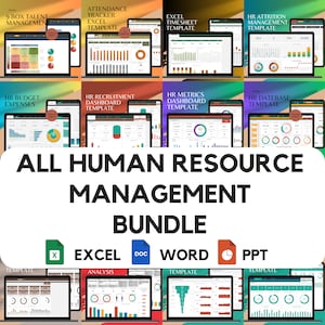 Ultimate Human Resource Management Template, HR Management, Job Estimate, HR Template, Recruitment Tracker, Excel HR Template