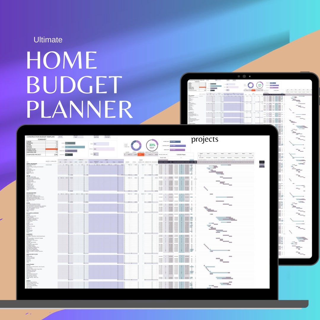 Home Construction Budget Planner: Excel & Google Sheets (digital ...