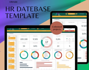 HR Database Excel Template | Employee Database & HR Dashboard | Headcount, Salary, Turnover Rate, Gender Diversity | HR Management Tool