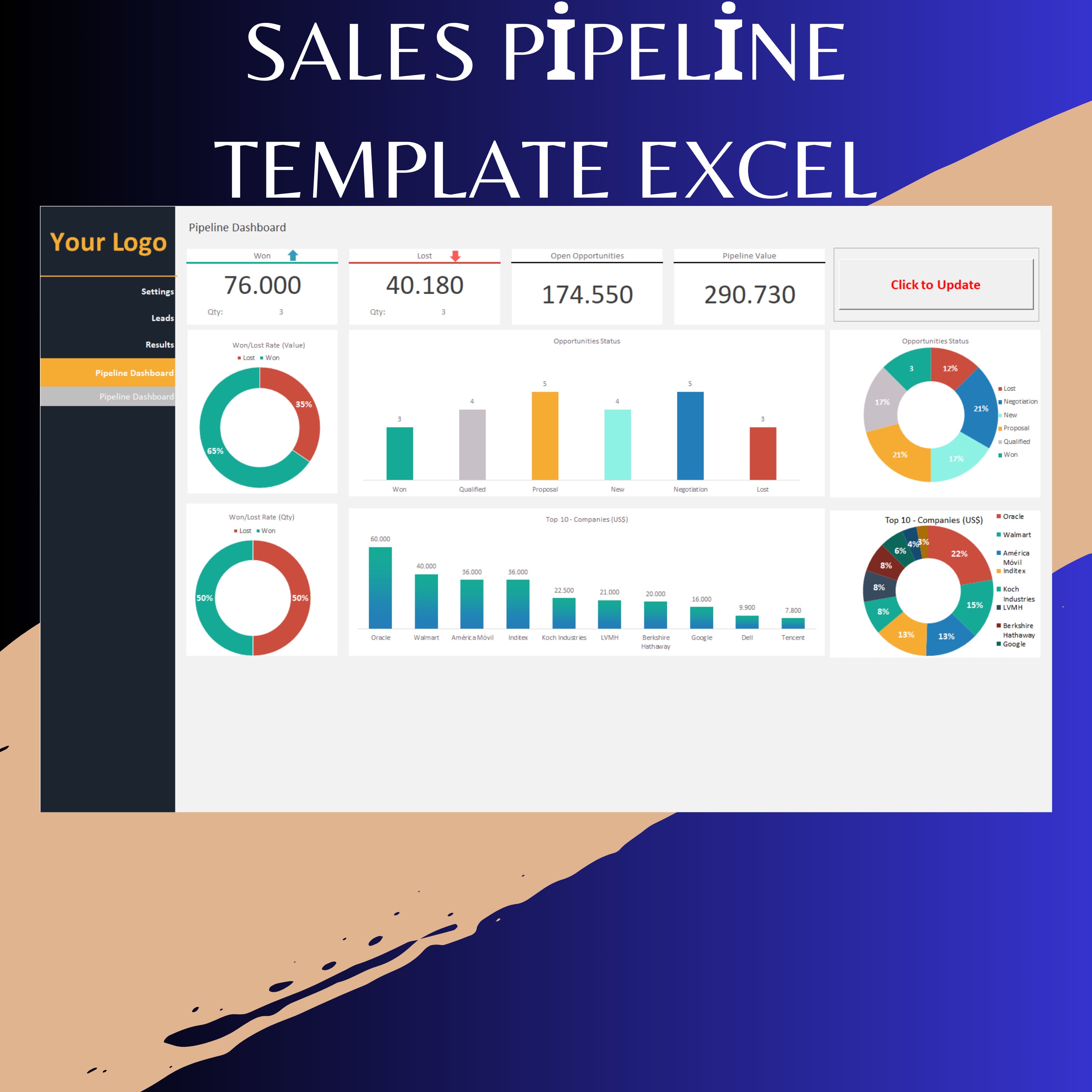 Sales Pipeline Excel Template | Lead & Deal Tracker Dashboard ...