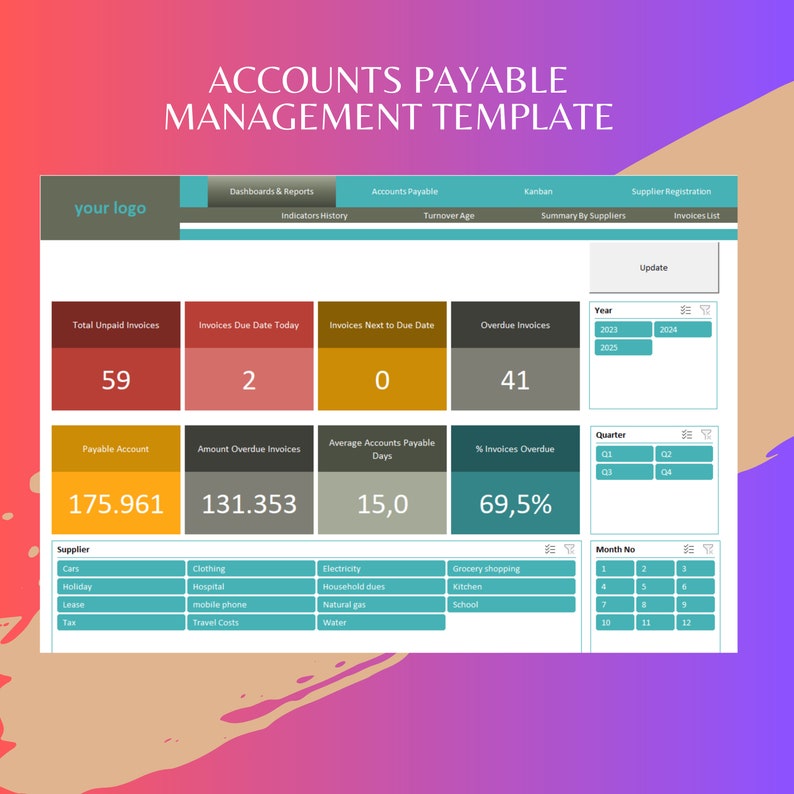 Accounts Payable Management Template,excel Accounts Payable Template ...