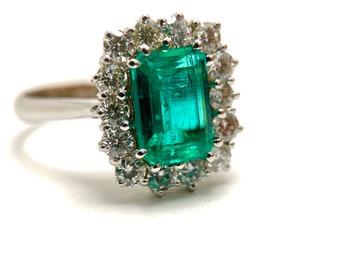 Natural Emerald Ring White Gold Diamonds Kate,Natural Emerald Ring,Emerald Ring Gold Diamonds,Kate Emerald Ring,Kate Gold Ring