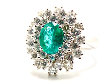 Kate Flower Emerald Ring 18k Gold Diamonds,Flower Emerald Ring,Kate Ring,Kate Gold Ring,Kate White Gold Ring,Flower Emerald Ring