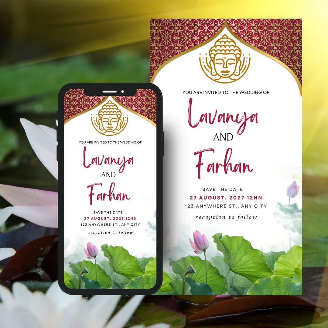 Buddhist Wedding Invitation Isra Printable Templates - Etsy