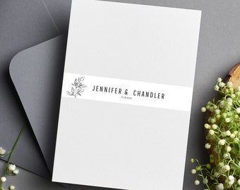 Belly Band for Wedding USA Black and White Minimalist Belly Band Envelope Liner Template Download Canva Digital 2024