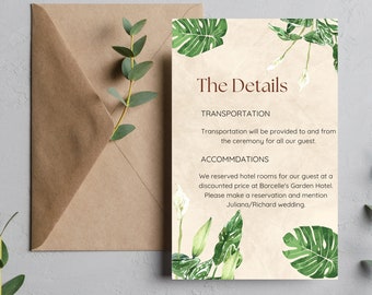 Wedding Details Card for Wedding 2024 Floral Lily Template Wedding Details Card Download Canva Template Digital Set