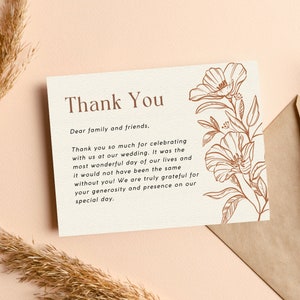 Rustikale Blumenhochzeit Dankeskarten Vorlage Tisch Digitale Notizkarten Canva Template Hochzeitskarten Hochzeit Stationär Hochzeitsreihe