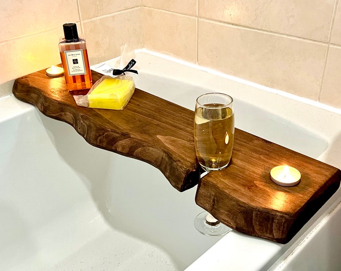 Live edge bath Board Rustic Wooden Bath Caddy, Bath Tray, bath accessories, Modern bathroom decor, gifts for her, birthday gifts