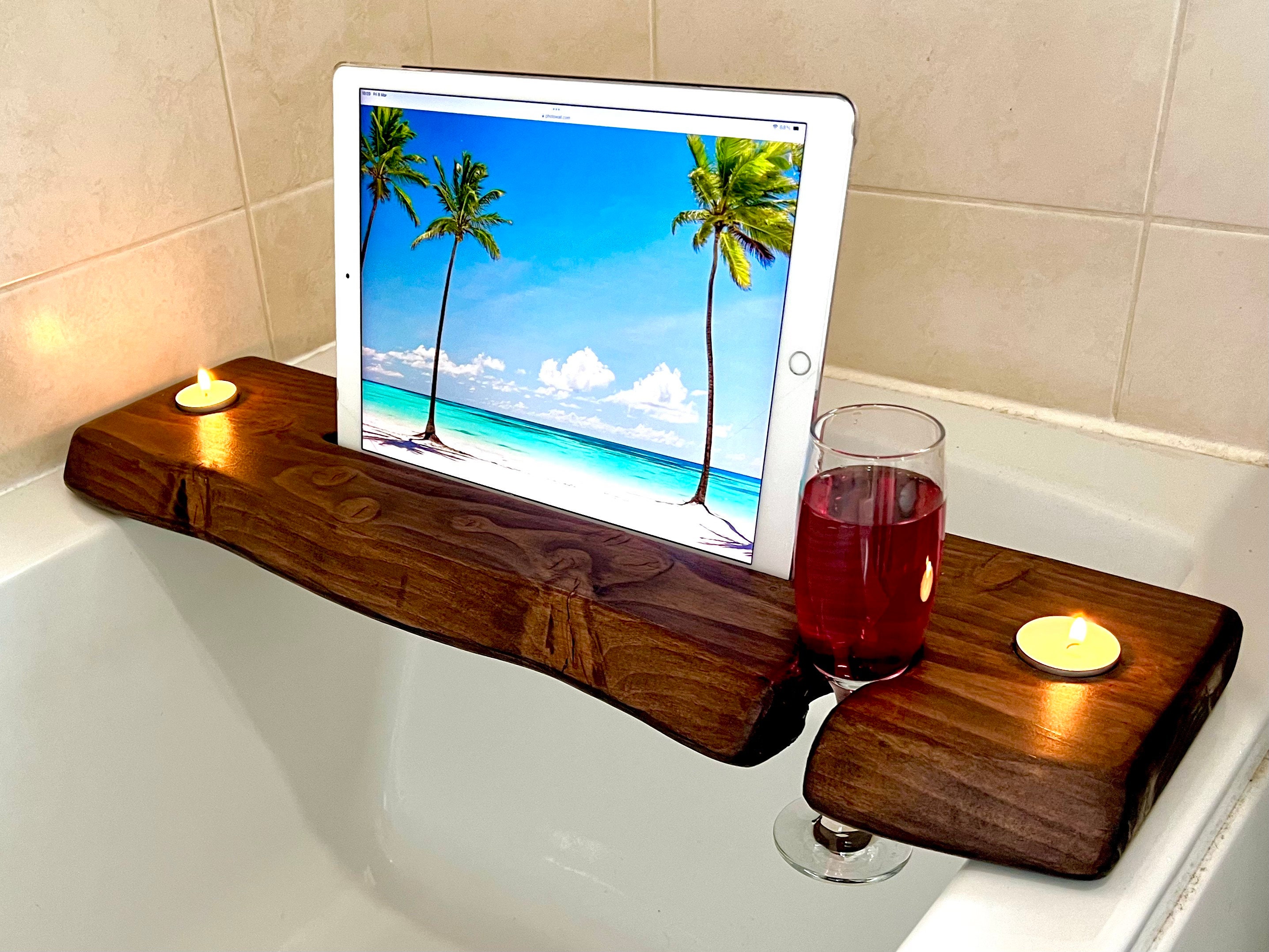 Live Edge Bath Board Rustic Wooden Bath Caddy With iPad Holder Tablet Holder Bath Tray Bath Accessories Bathroom Decor Gifts for Her Etsy