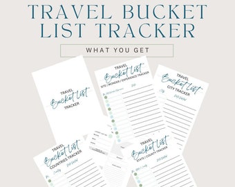 Travel Bucket List Tracker - Printable, Instant Download PDF, A4 /USLetter, Travel journal, Travel Memories, Travel goal tracker, Wishlist