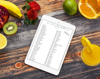 Eat more whole foods & plants - healthy eating checklist, tracker, planner, journal, shopping list, Instant Digital Download (A4 and US Let)