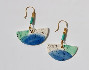 Handmade ceramic and enamel earrings, each piece unique and different.