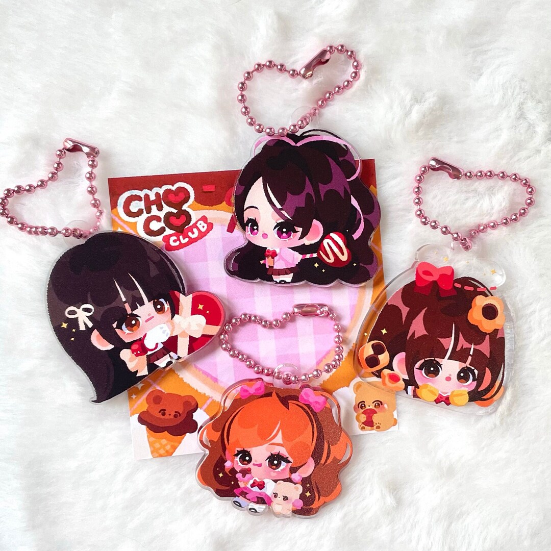 Key Chain Choco Choco Club Girls Acrylic Keychain Valentine Gift Cute Chibi School ...