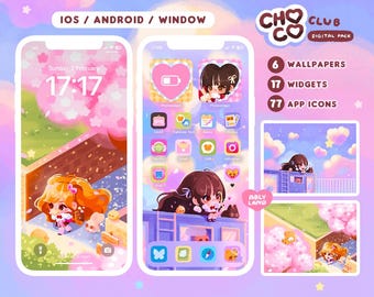 Choco club | Sweet Valentine Cute Girl Phone Theme | Wallpaper, App Icon & Widget Pack for iOS / Android / iPad Tablet Window | School life