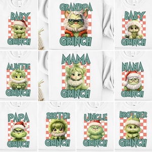 10 Grinch Christmas Family Sublimation PNG, Christmas Shirt Sublimation, Retro Christmas png, Mama Grinch, Papa Grinch, Baby Grinch PNG