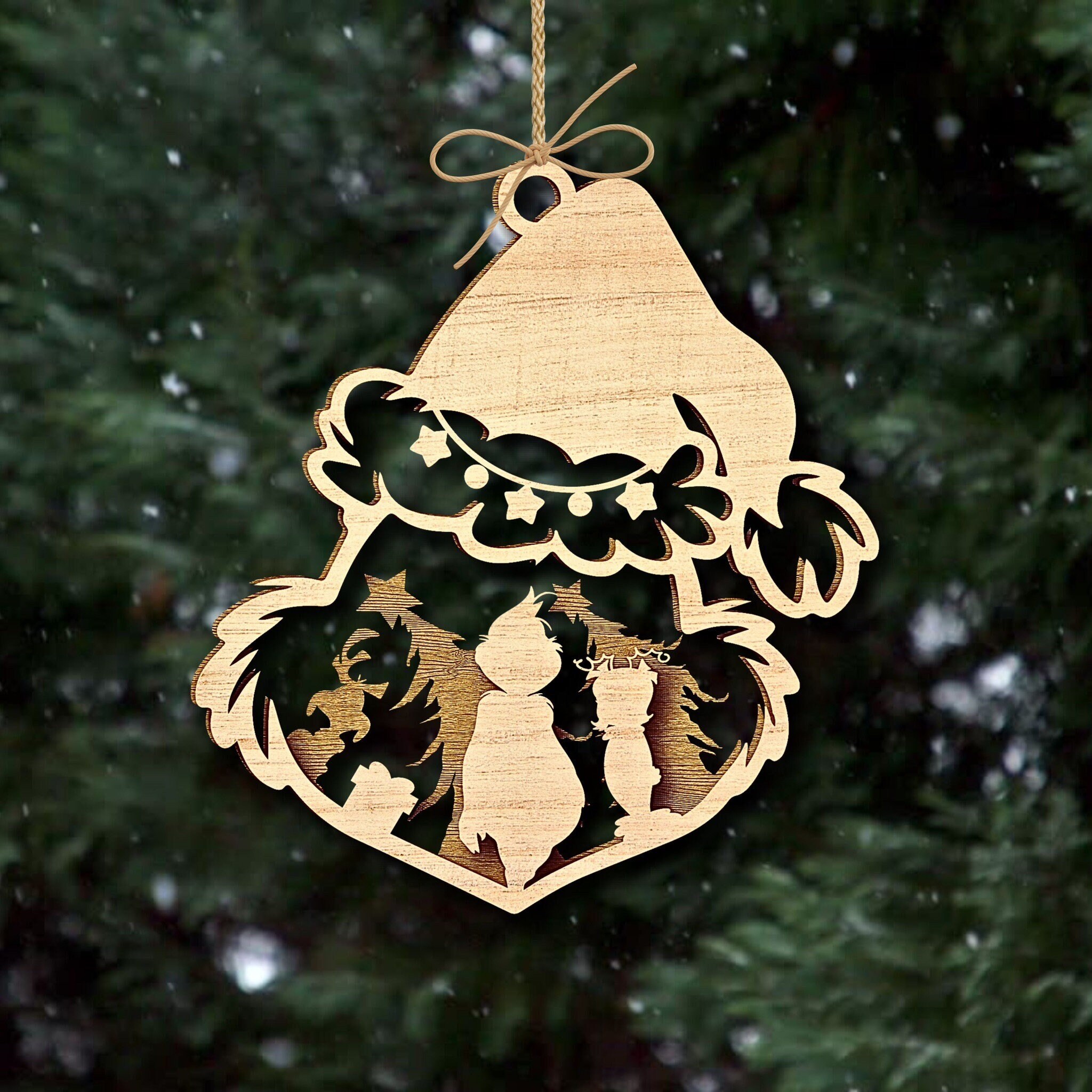 Nain De Jardin Grinch En Peluche - Décoration De Noël Fait Main - Pour Table, Sapin Ou étagère