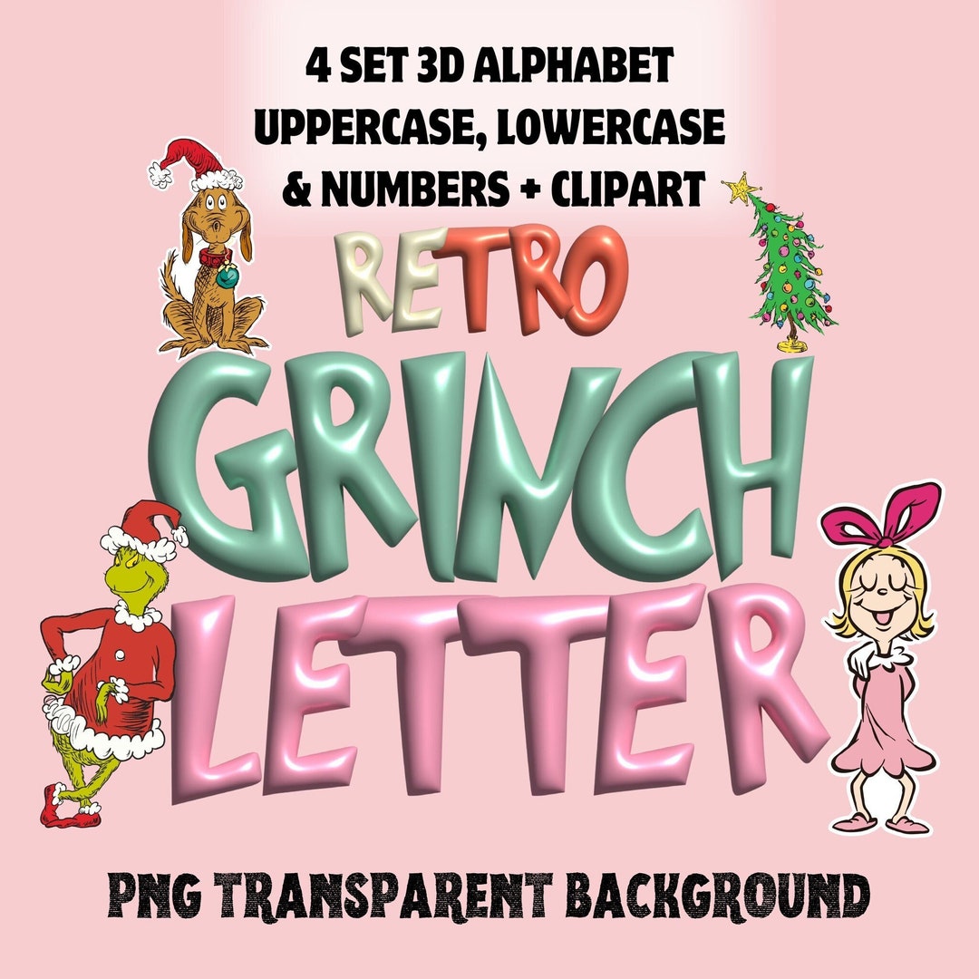 3D Inflated Grinch Christmas Letters Numbers & Clipart Etsy