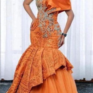 Lace dress with mesh, Elegant wears, women clothing, African fashion, African styles, Party dress, Wedding gown, Prom dress, lace fabric