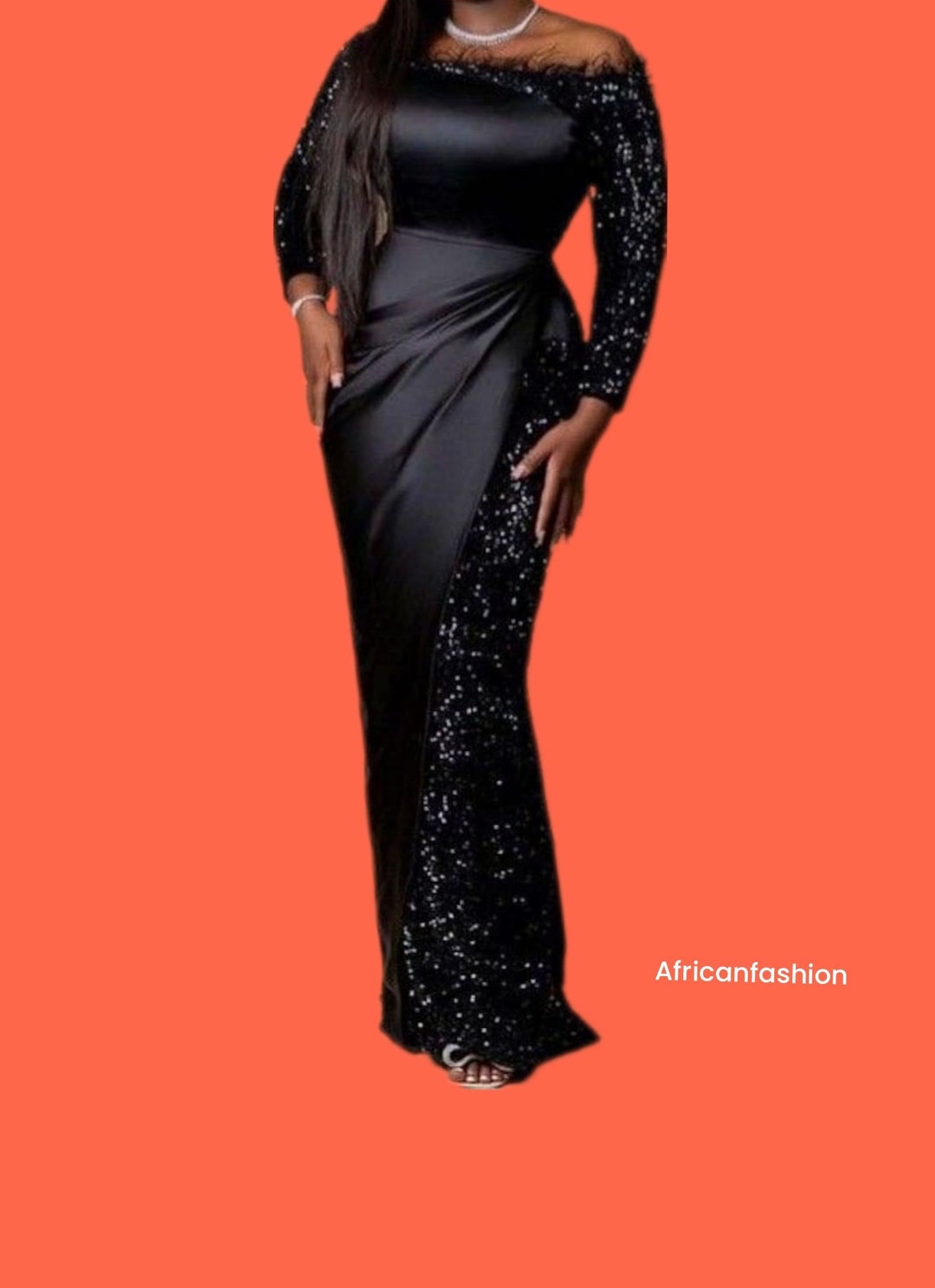 sequin african dress Sheath/Column One Shoulder African Prom Dress Lilac Sequins Evening Go   SELINADRESS