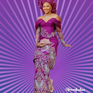 African George lace dress, African style, George designs, African fashion, women clothing, wedding dress, traditional clothing, Event dress