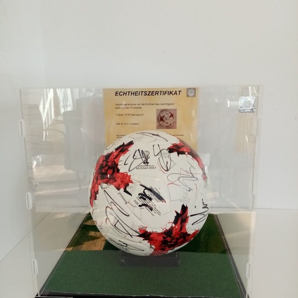 Fußball Teamsigniert WM 2018 in Vitrine DFB Unterschrift Autogramm Adidas Ball