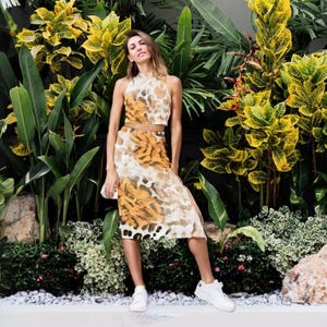 Boho Two Piece Set Women Leopard Print Crop Top and Skirt Matching Vacation Outfit Summer Resort Wear Beach Festival Look
