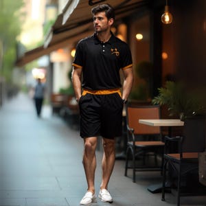 Graffiti Streetwear Shirt and Shorts Set Just Don’t Stop Polo Urban Graphic Outfit Festival Look Mens Motivational Summer Style