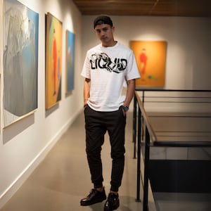 Liquid Text Shirt Psychedelic Font Graphic Tee Melting Word Art Tshirt Aesthetic Streetwear Oversized Urban Style Gift for Him Her