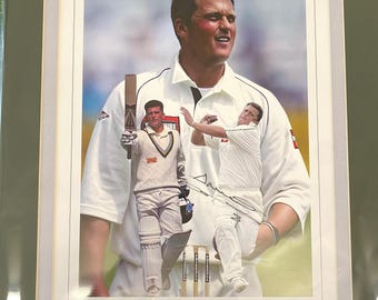Cricket Yorkshire Darren Gough persönlich signierter Druck in limitierter Auflage