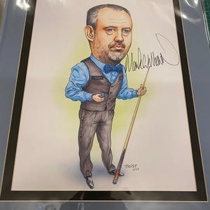 Snooker Mark Williams 2024 caricature personally signed.