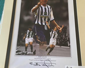 Stampa in edizione limitata autografata personalmente da Bob Taylor del West Bromwich Albion