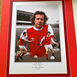 Arsenal legend Liam Brady personally signed limited edition print