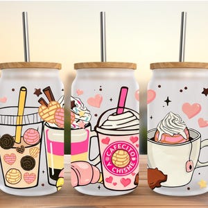 Cafecito Glass Can Tumbler: 16oz Iced Coffee Cup with Bamboo Lid